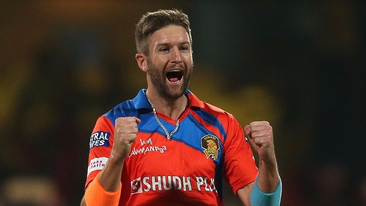 Andrew Tye celebrates after taking a wicket. (Photo: BCCI)