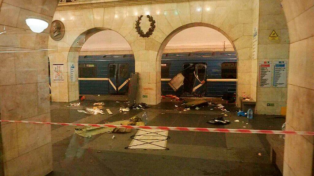 Explosion Tekhnologichesky Institut subway station in St.Petersburg, Russia (Photo: AP Screengrab)