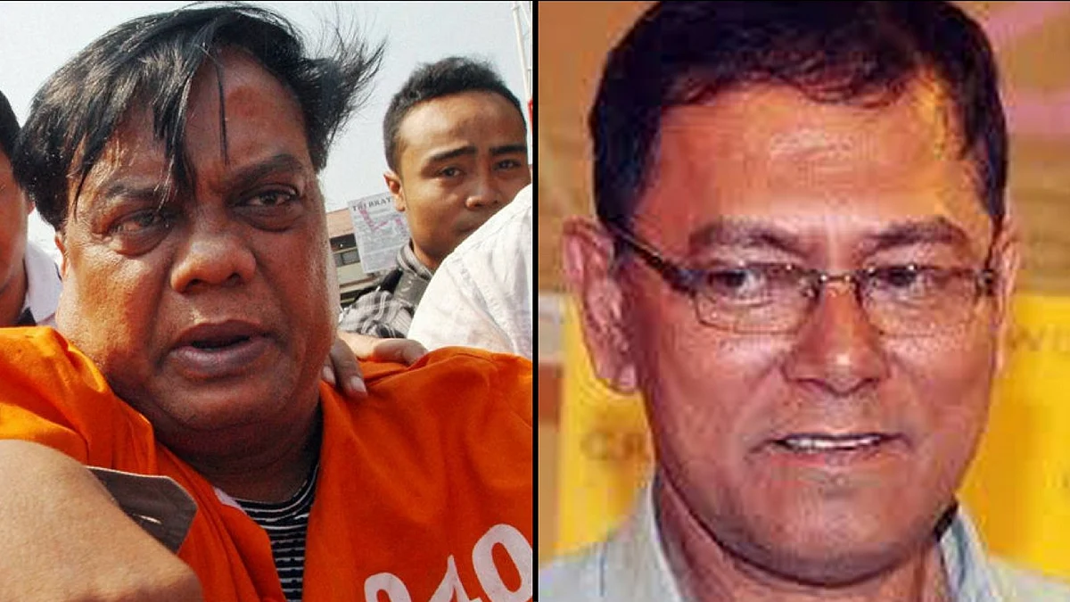 Underworld don Chhota Rajan (left) and journalist Jyotirmoy Dey (right).