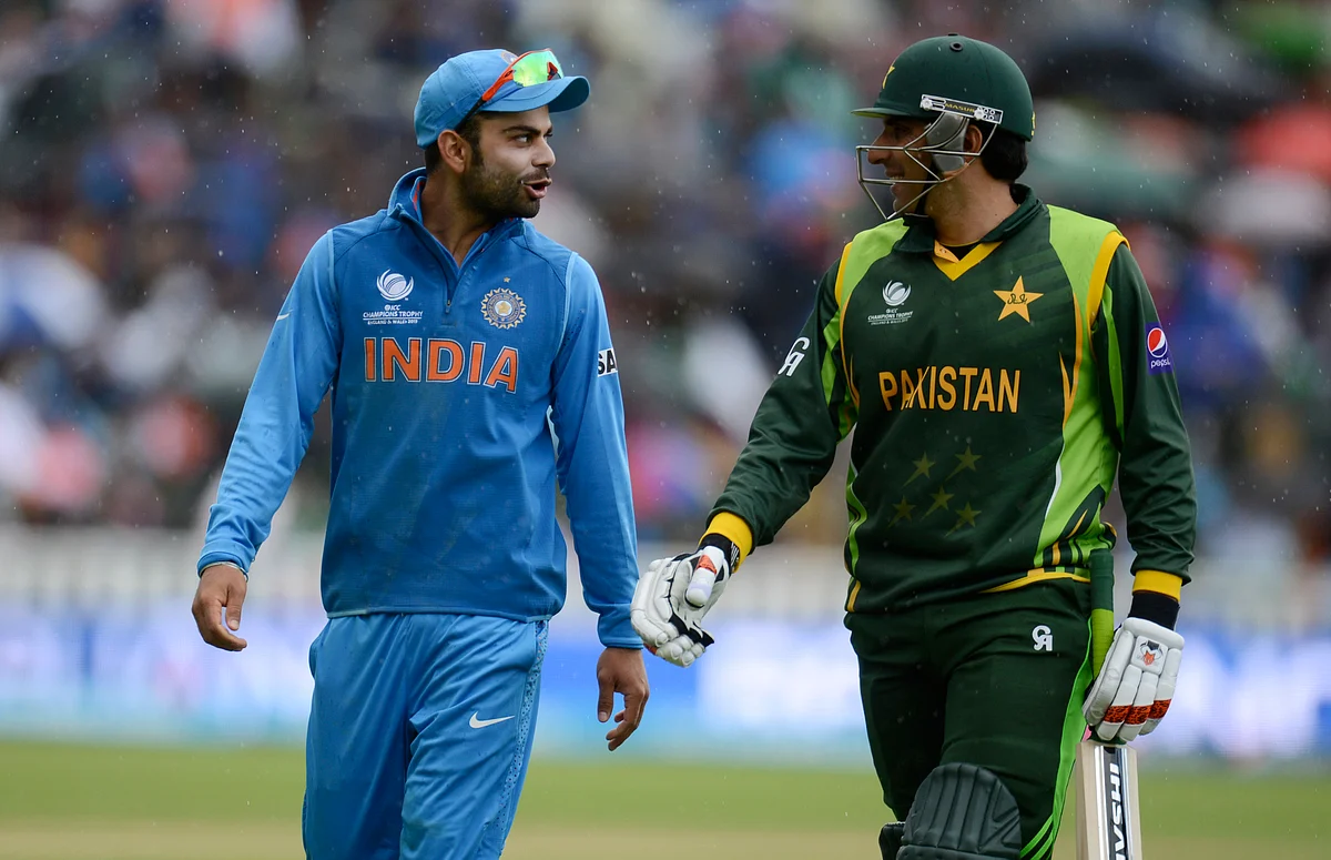Virat Kohli (L) chats with Misbah-Ul-Haq during the 2013 Champions Trophy match in Birmingham. (Photo: Reuters)