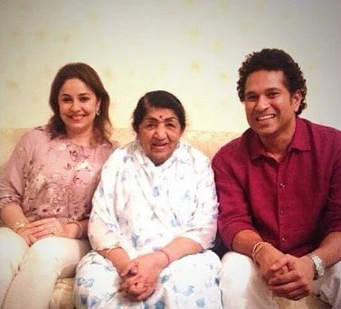 Lata Mangeshkar with Sachin and Anjali Tendulkar. (Photo courtesy: Facebook)
