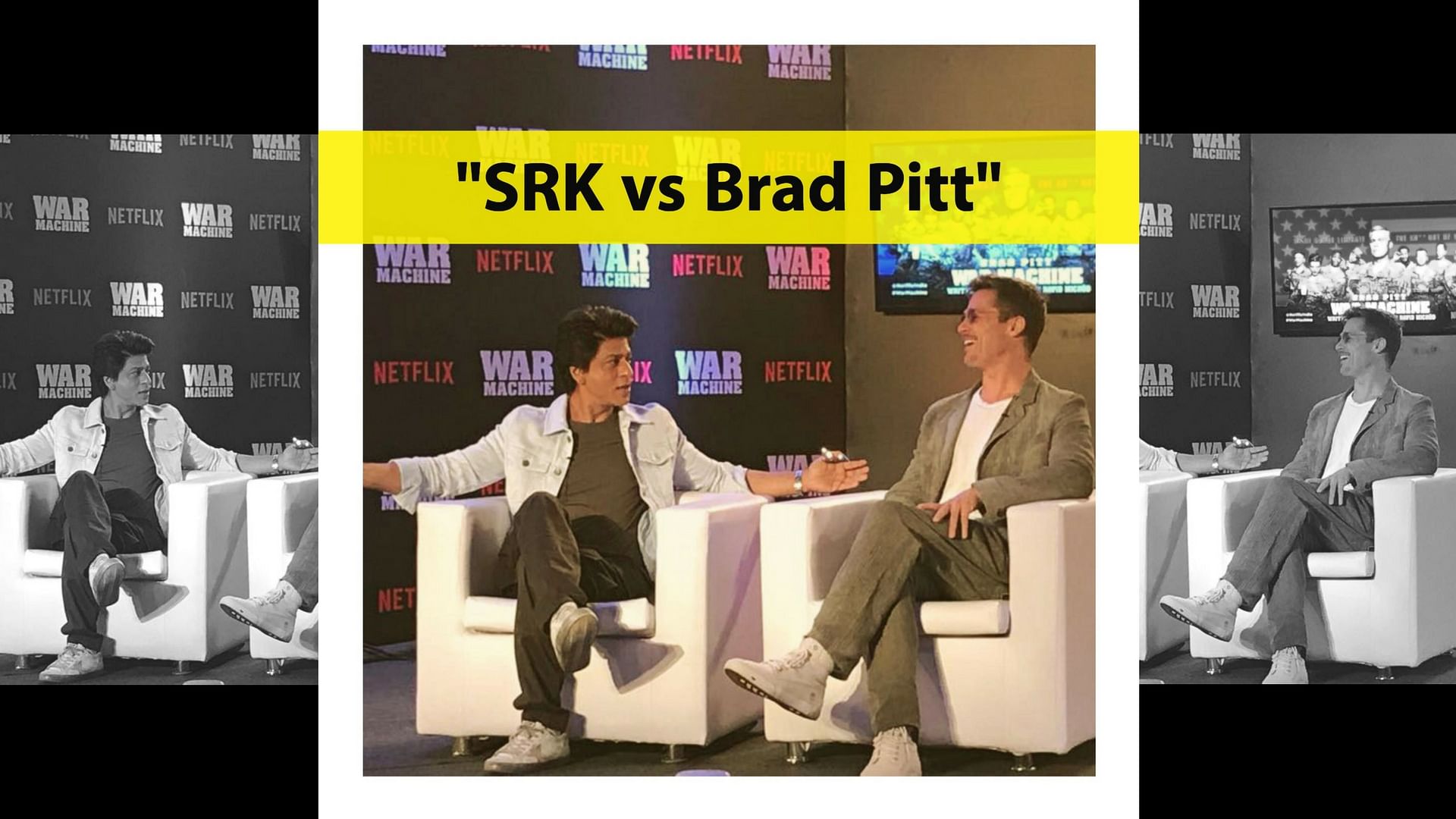When Shah Rukh Khan met Brad Pitt. (Photo courtesy: Twitter)