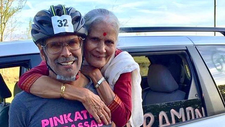 Milind Soman with his mother.