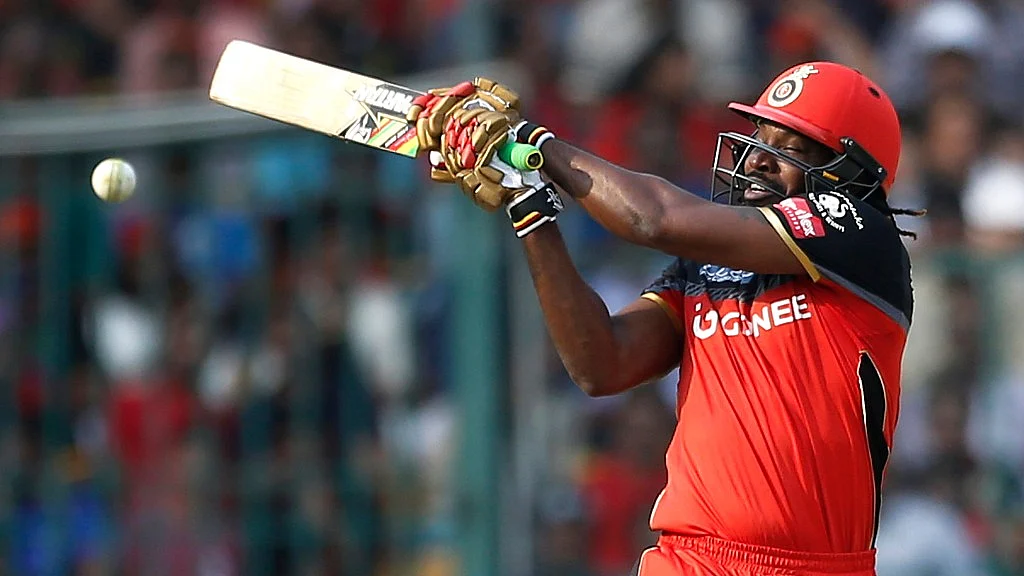 Chris Gayle plays a shot during the 10th edition of the IPL. (Photo: BCCI)