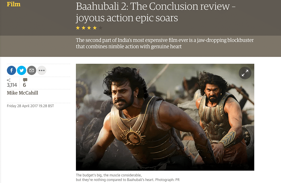 Not many reviews, but the phenomenal success of ‘Baahubali 2’ has got the foreign press interested.