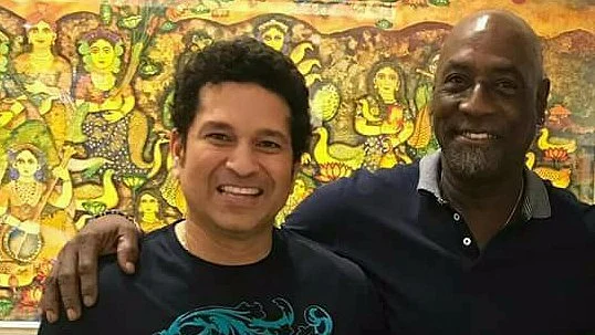 Sachin Tendulkar (L) and Viv Richards (R). (Photo Courtesy: <a href="https://www.facebook.com/Sachinist/">Facebook/Sachinist</a>)