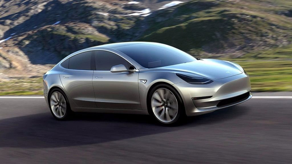 The Tesla Model 3 electric car. 