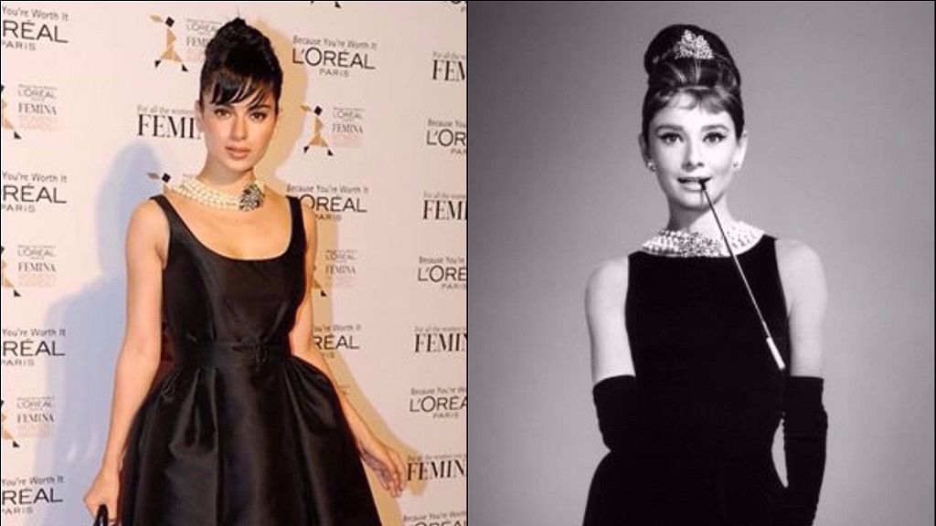 Audrey’s timeless style will forever be a fashion favourite. Kangana Ranaut (L), Audrey Hepburn (R)&nbsp;