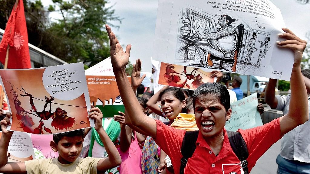 Pro-Left student bodies staged a protest outside IIT Madras (Photo: PTI)