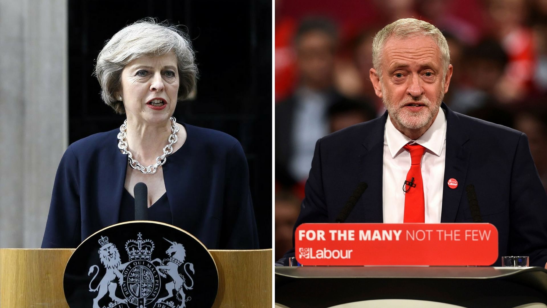 British Prime Minister Theresa May and Labour Party leader Jeremy Corbyn.