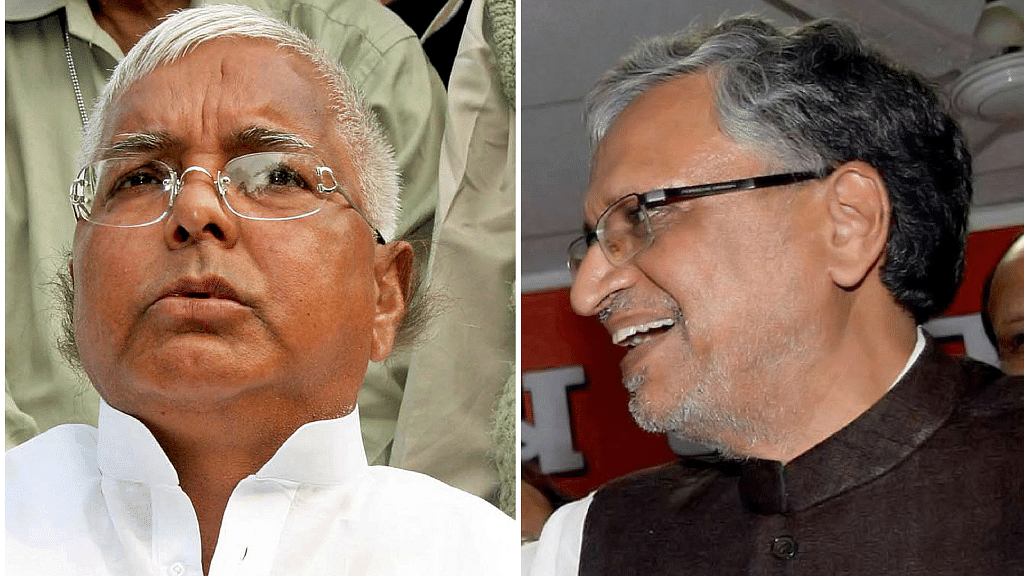 Lalu Prasad Yadav (left) and Sushil Kumar Modi (right). (Photo: <b>The Quint</b>)