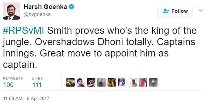 Earlier, during a match between Mumbai and Pune, Harsh passed discourteous remarks against Dhoni.