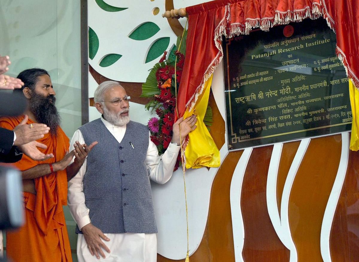 After his visit to the Kedarnath shrine, Modi inaugurated a Patanjali research centre  in Haridwar.