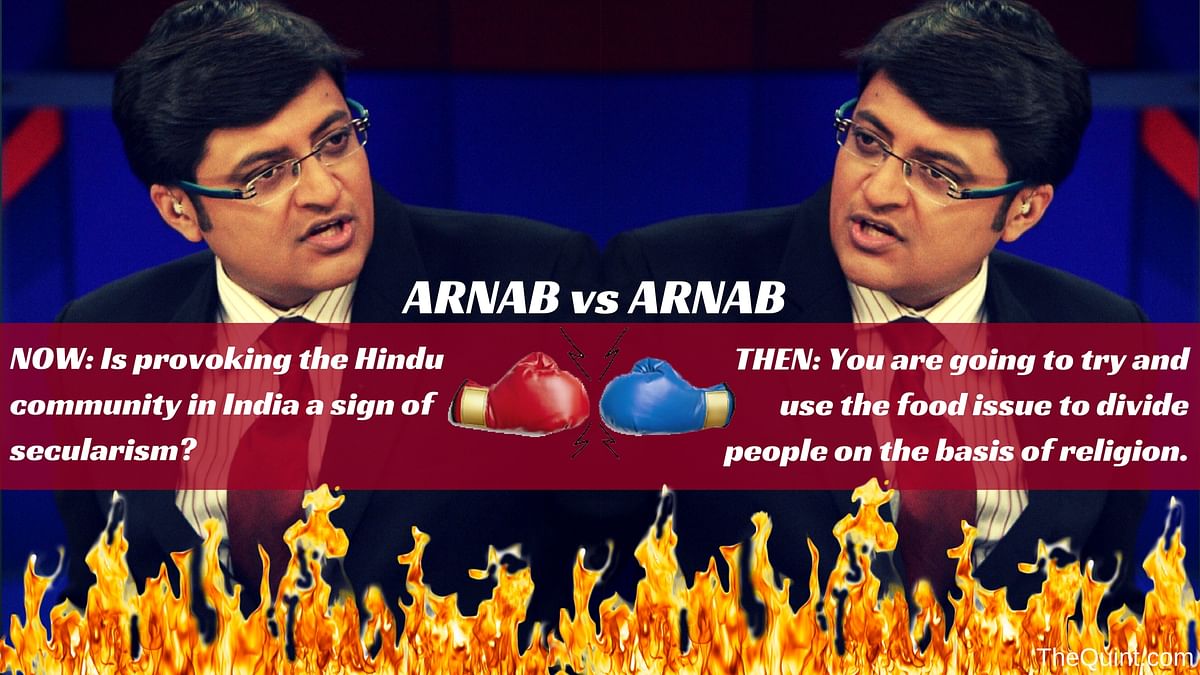 Only one man can argue against Arnab Goswami. The ‘unmissable’ debate on the beef row – Arnab then vs Arnab now!