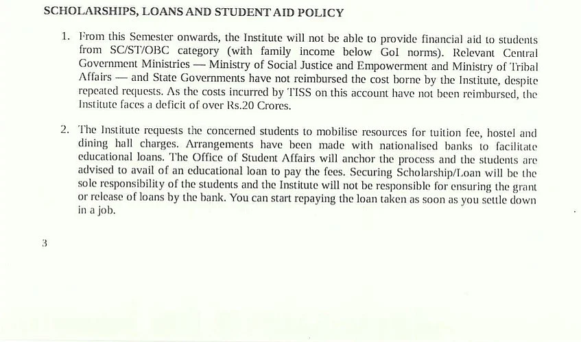(Screengrab of the TISS circular accessed by <b>The Quint</b>)