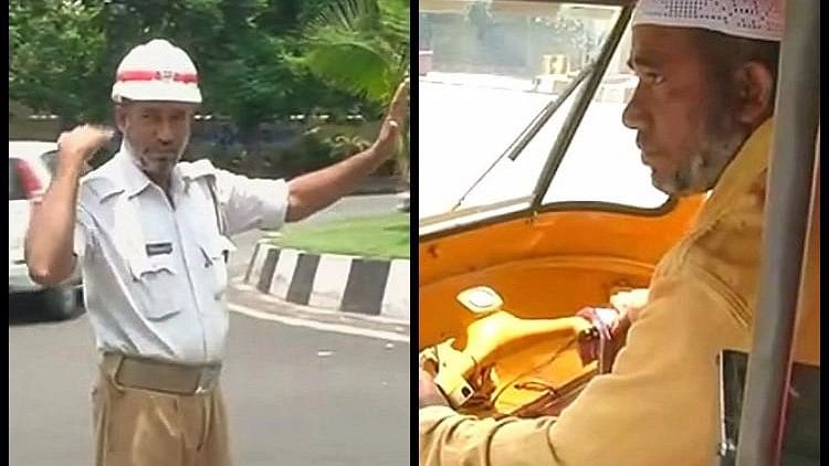 Jaweed Khan, a traffic home guard, also works as an auto driver to help realise his daughter’s dreams. (Photo Courtesy: Twitter/ANI)