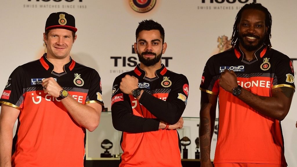 <div class="paragraphs"><p>Shane Watson, Virat Kohli and Chris Gayle at the RCB watch launch.</p></div>