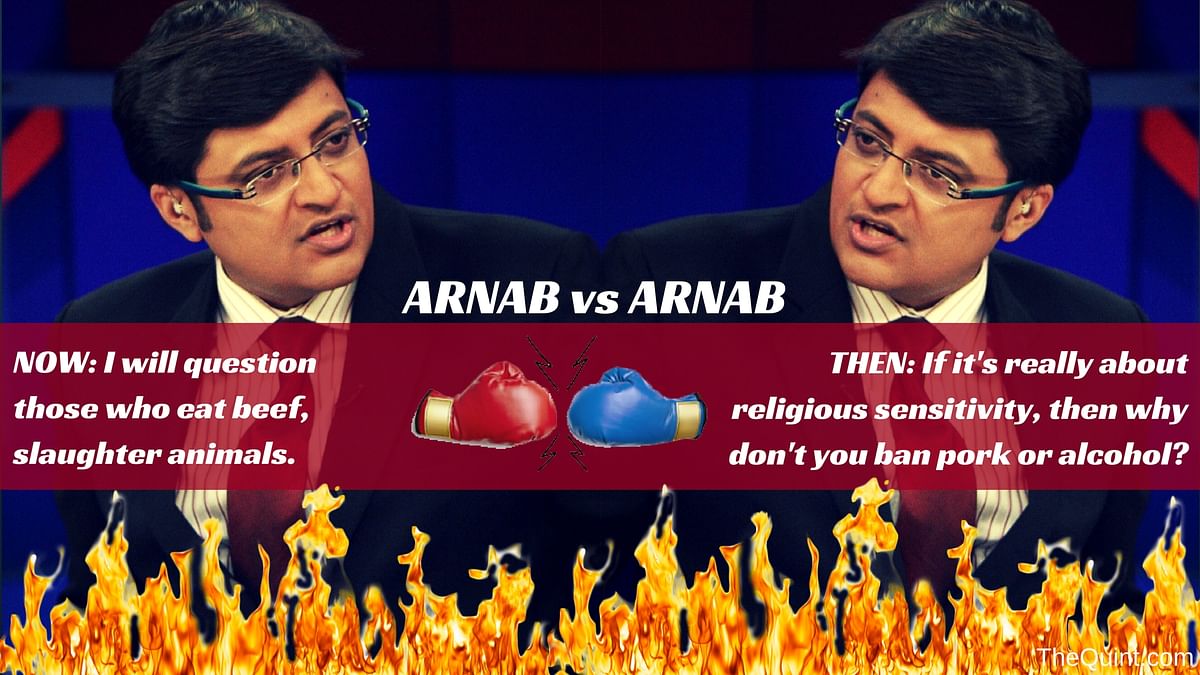 Only one man can argue against Arnab Goswami. The ‘unmissable’ debate on the beef row – Arnab then vs Arnab now!