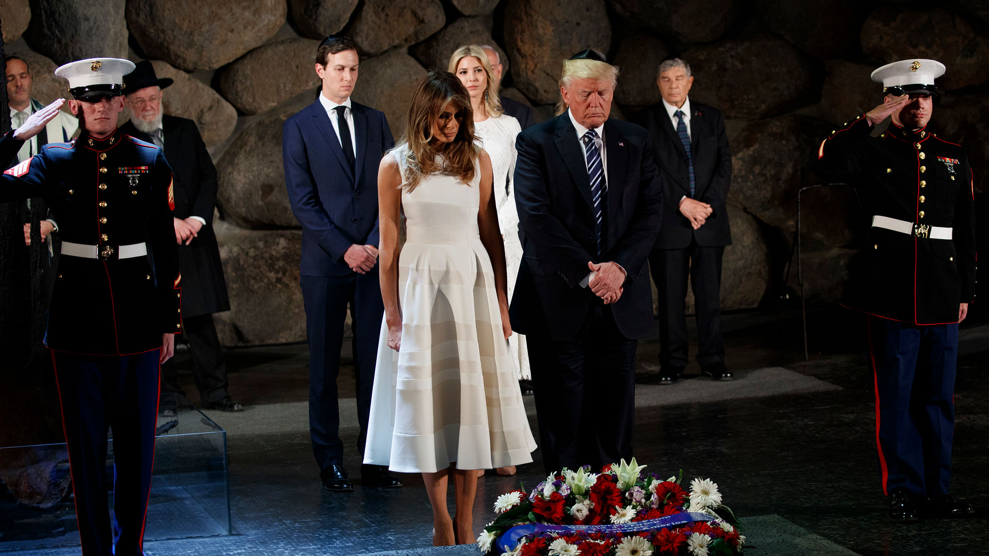 US President Donald Trump and First Lady Melania Trump laying a wreath at Yad Vashem, the Israeli Holocaust memorial. (Photo: AP)