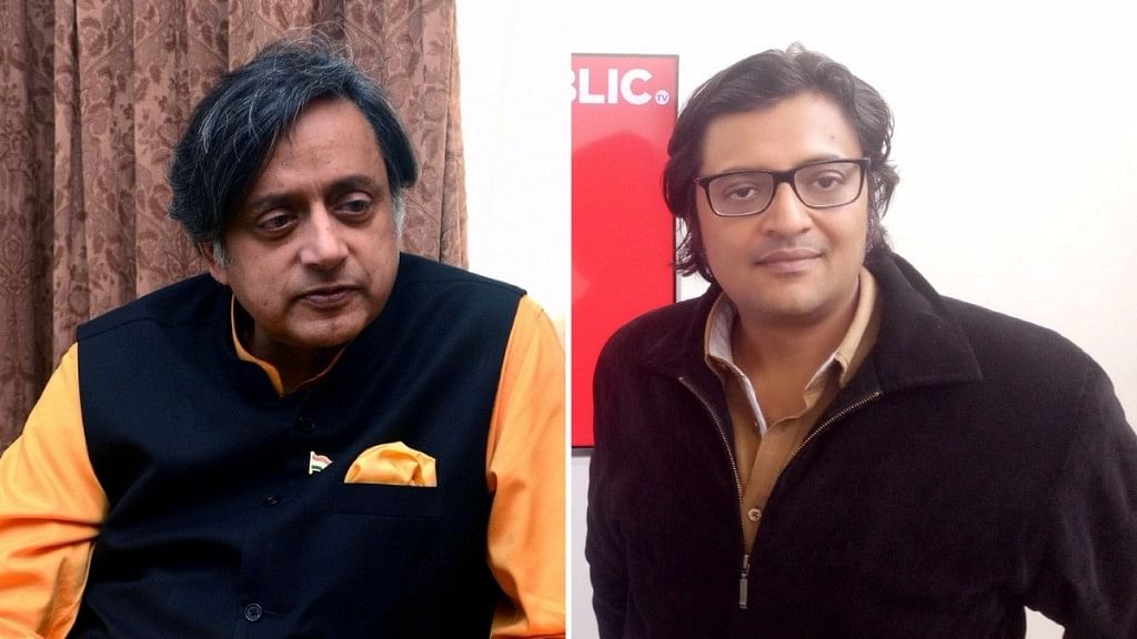 Shashi Tharoor vs Republic TV. (Photo: Altered by <b>The Quint</b>)&nbsp;
