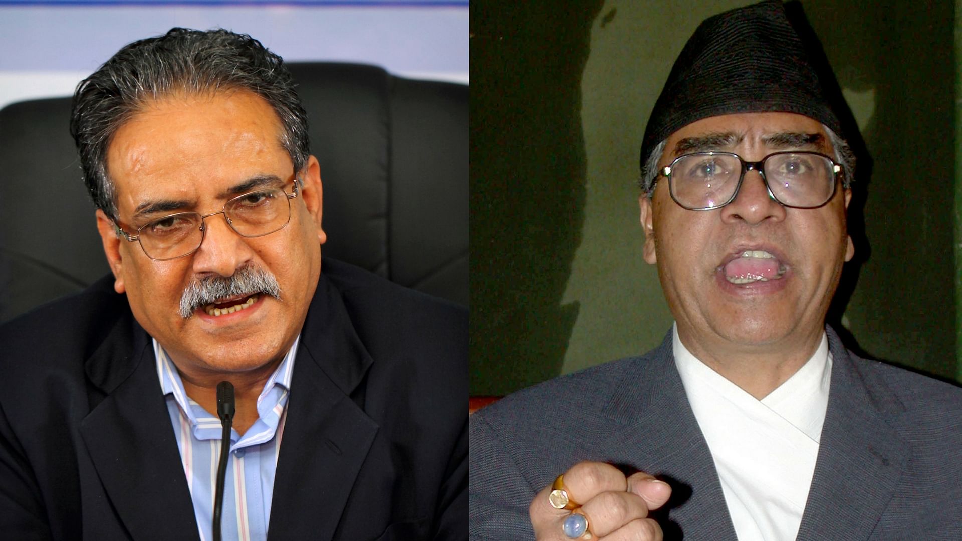 Prachanda (left) had an understanding with Sher Bahadur Deuba (right) that he would step down as prime minister and hand over the leadership to Deuba after nine months.