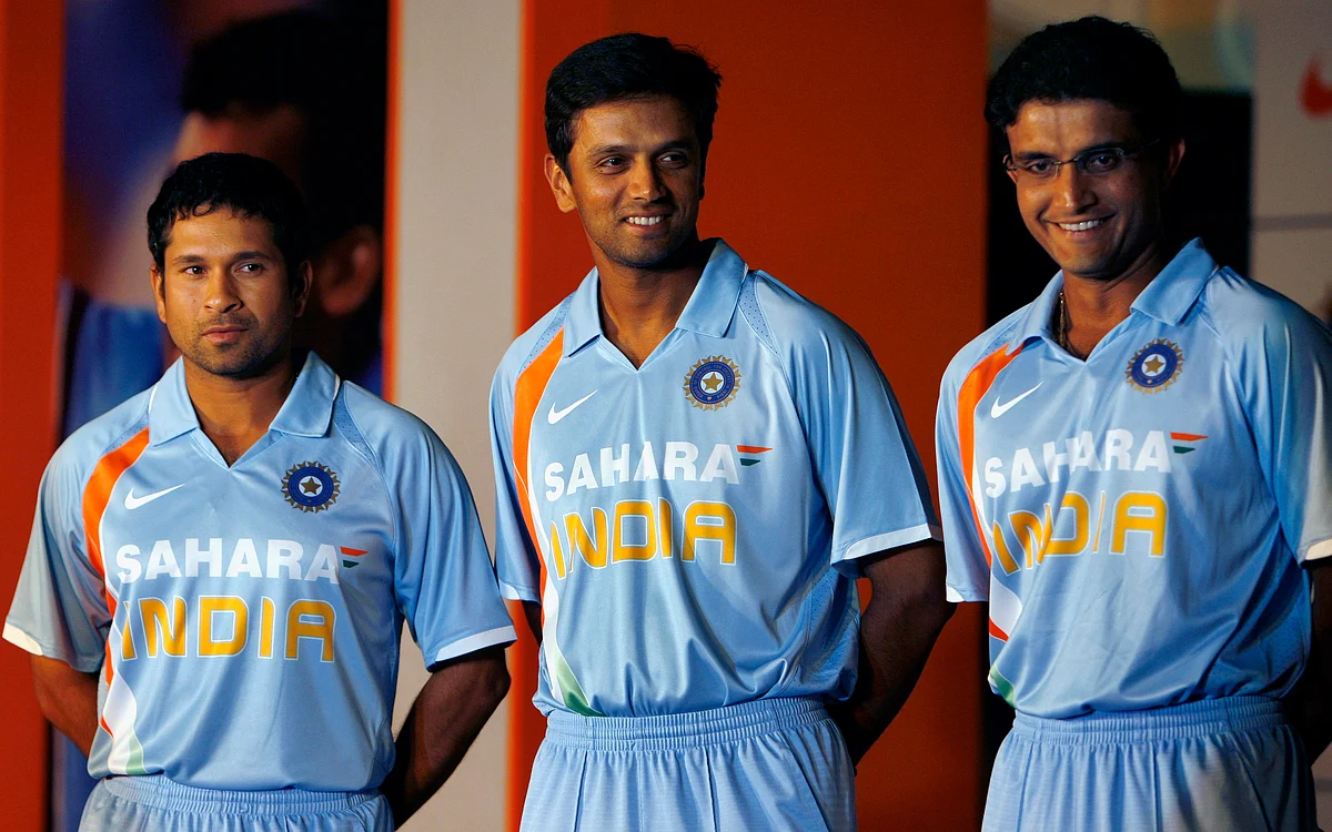 Sachin, Dravid and Sourav at a jersey launch event before the 2007 ICC World Cup. (Photo: Reuters)