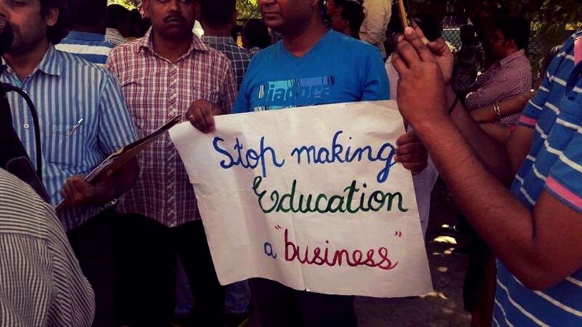Representational photo of parents protesting the fee hike by private schools at Delhi’s Jantar Mantar. (Photo Courtesy: Facebook/ Parents Against Fee Hike)