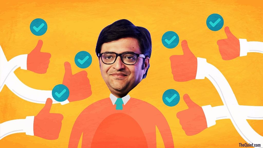 Arnab Goswami’s newly launched Republic TV was number one in BARC’s latest weekly viewership ratings. (Photo: The Quint)&nbsp;