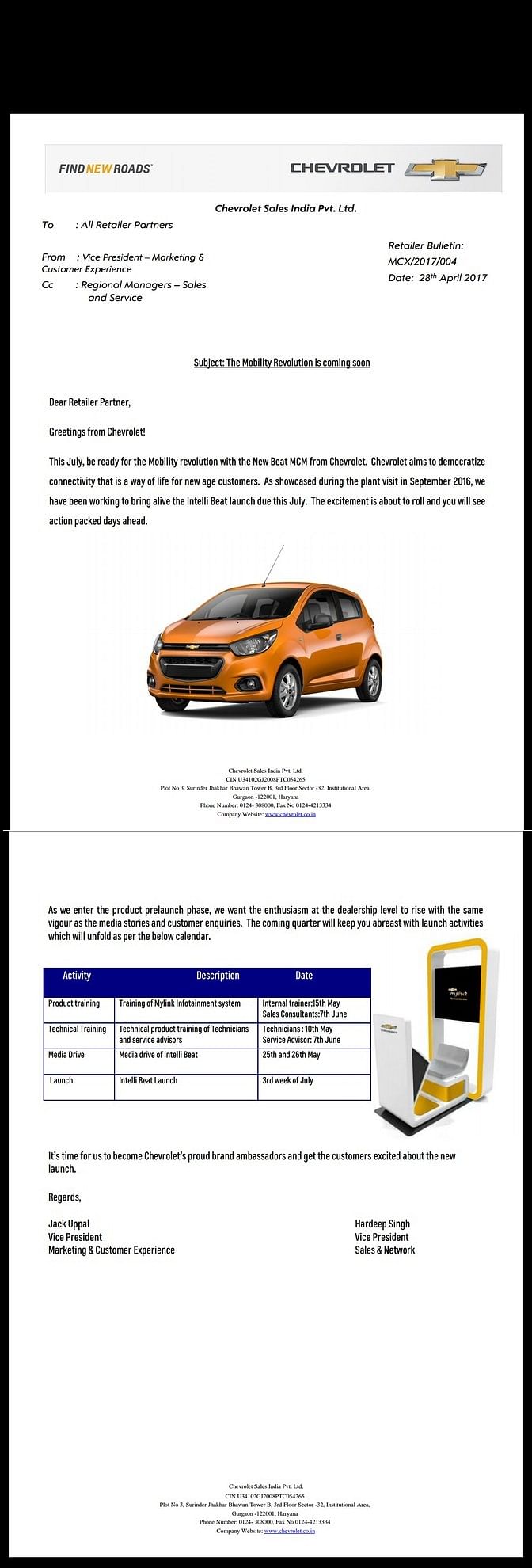 General Motors is set to launch the new Chevrolet Beat in July, preceded by a media preview in May. 