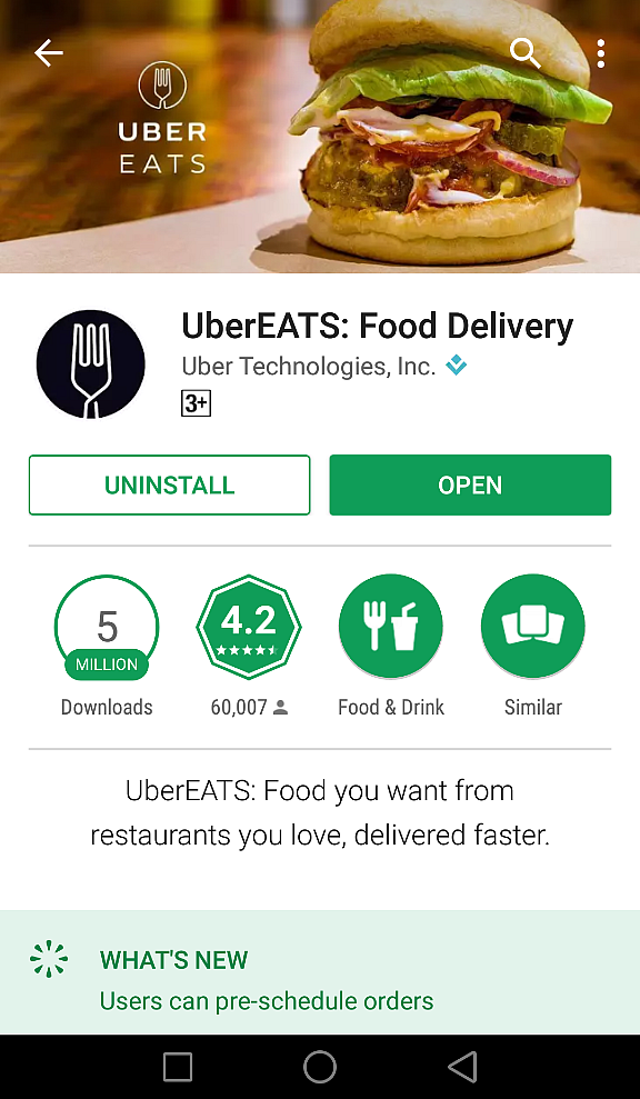 UberEATS is a stand-alone app available for download via Google Play Store & iOS app store.(Photo: <b>UberEATS screen grab</b>)