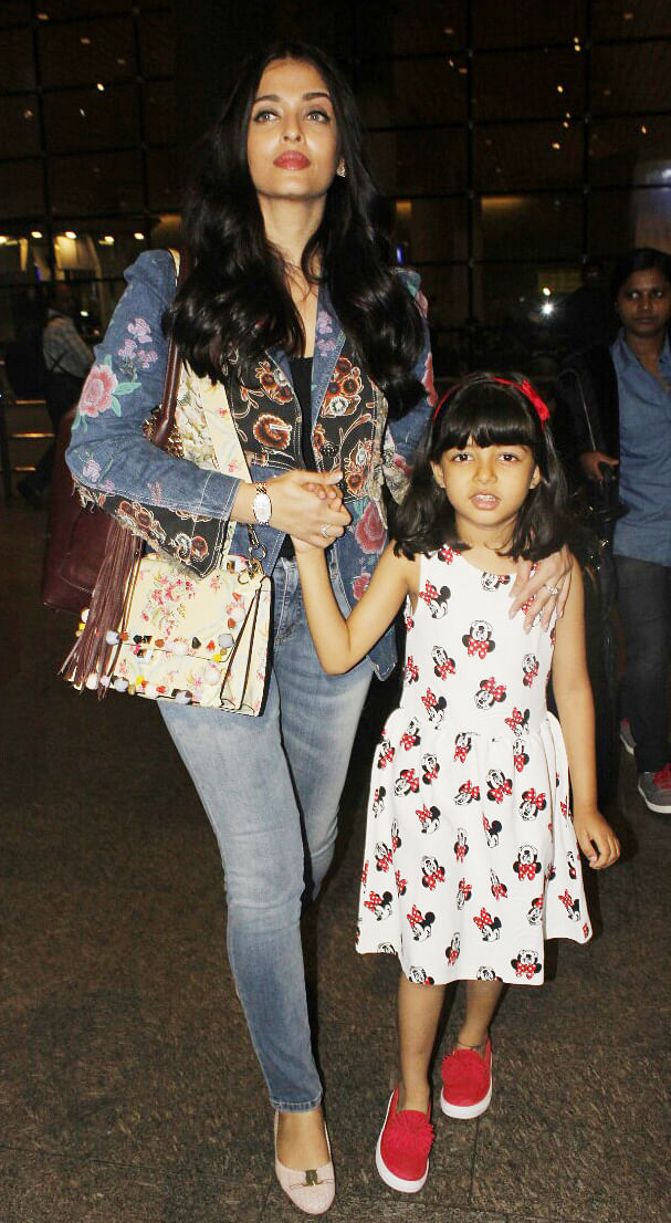 Aishwarya Rai Bachchan and Aaradhya are back home after their brief stint at Cannes.