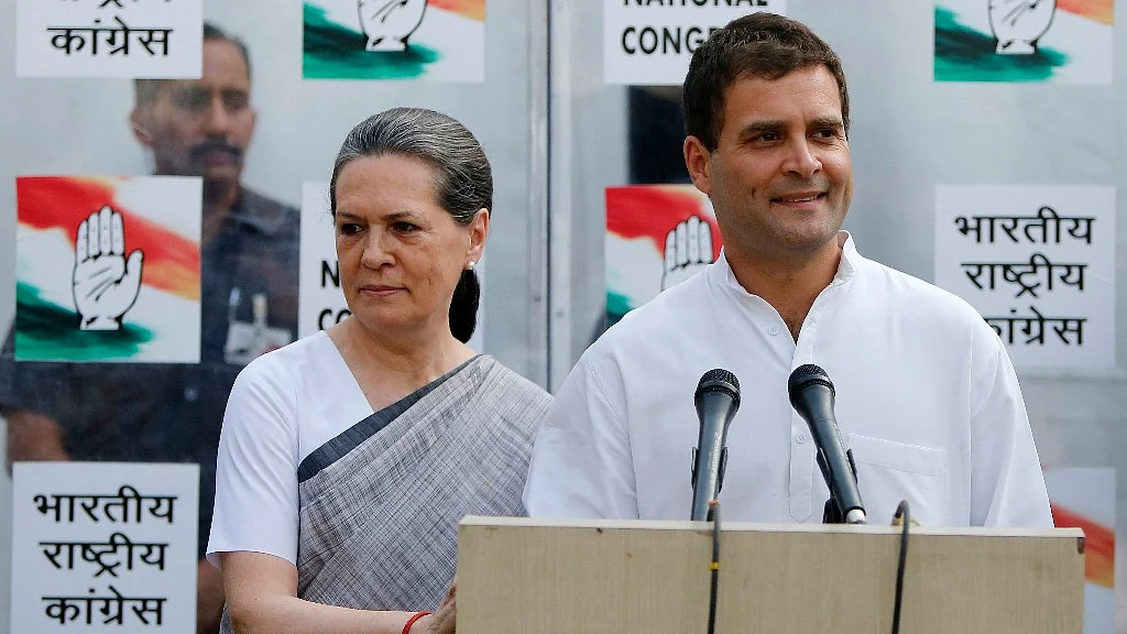 Rahul and Sonia Gandhi during the first news conference after the Congress lost the 2014 General Election. 