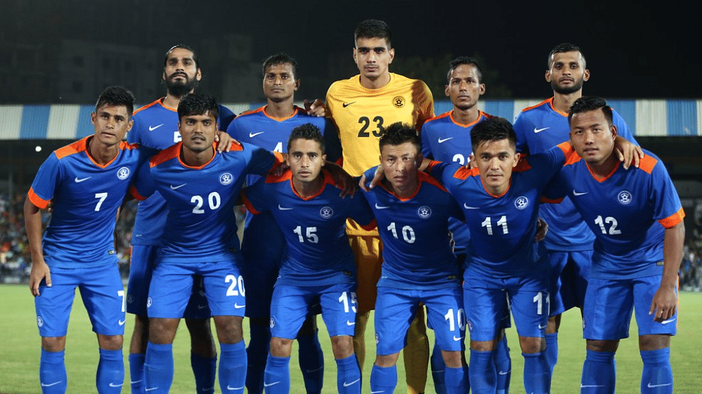 Indian football team has jumped up a place to be ranked 100th. (Photo Courtesy: Twitter/<a href="https://twitter.com/IndianFootball/status/860072682070659072">Indian Football)</a>