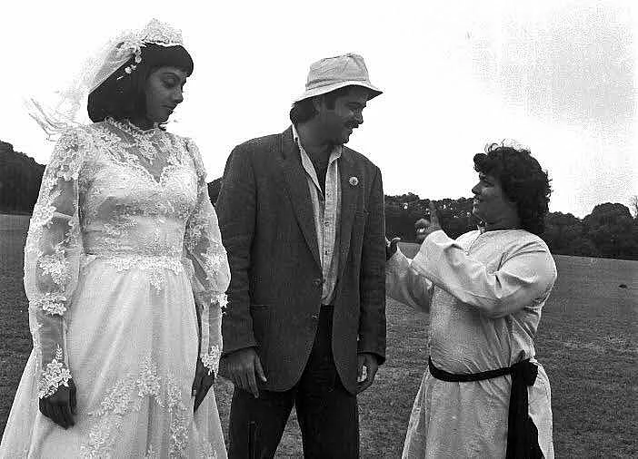 Sridevi and Anil Kapoor with the film’s choreographer, Saroj Khan. (Photo courtesy: <i>Mr India</i> Team)
