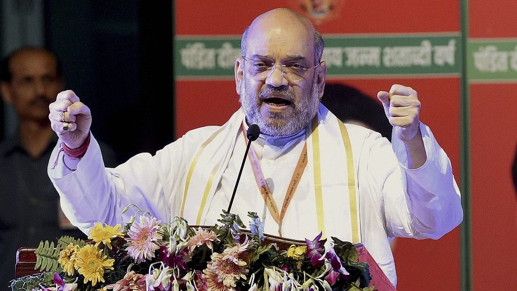 BJP President Amit Shah addresses the BJP State Executive Meeting in Lucknow.&nbsp;