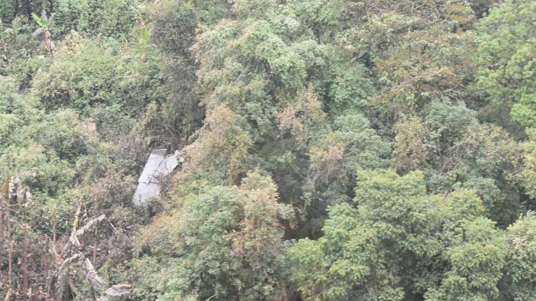 Inclement weather and thick vegetation surrounding the wreckage have made the operation to salvage the it difficult. (Photo: ANI)
