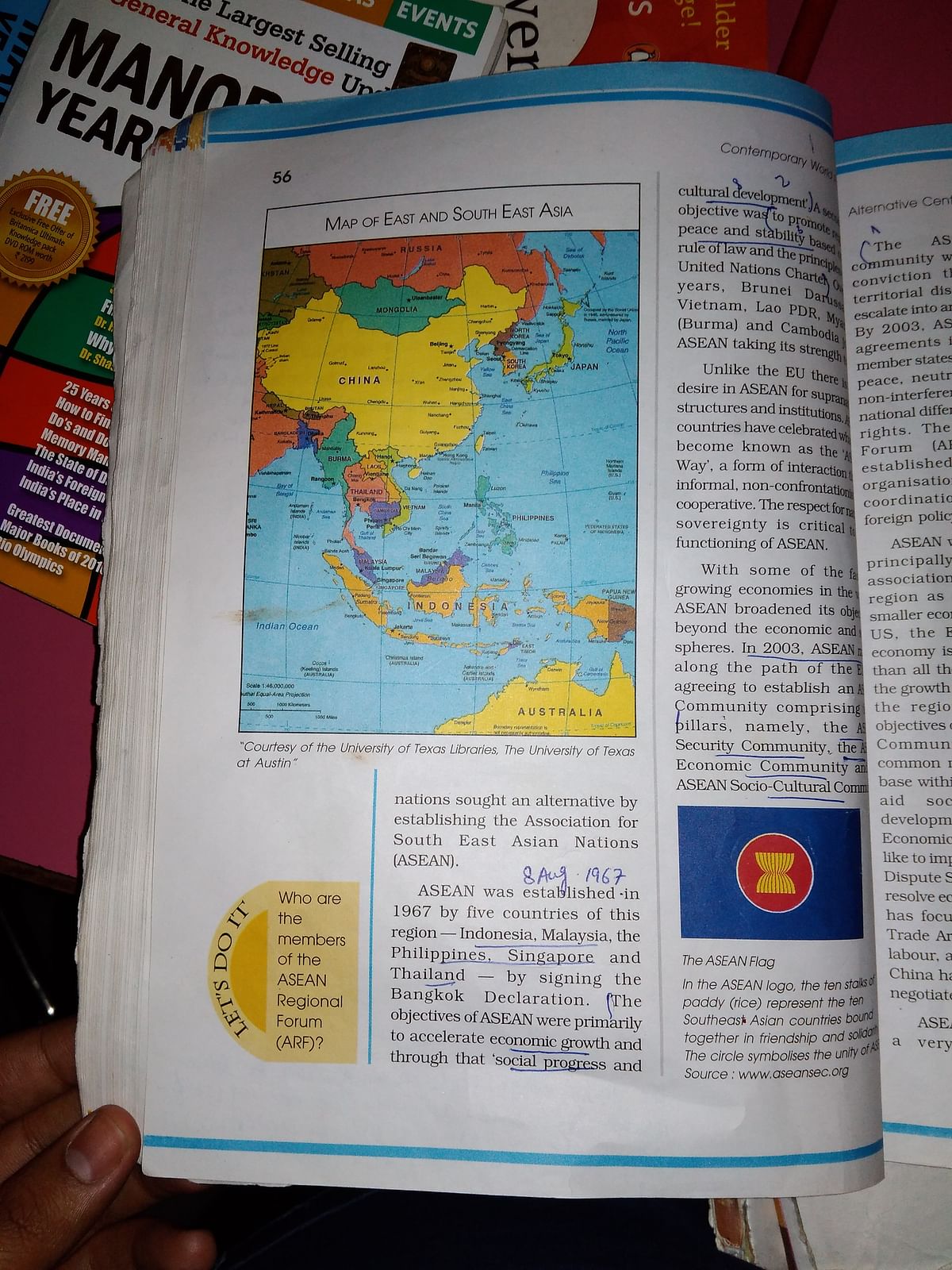The textbook contains a map showing Aksai Chin coloured in the same yellow as China, and marked ‘Indian Claim’.
