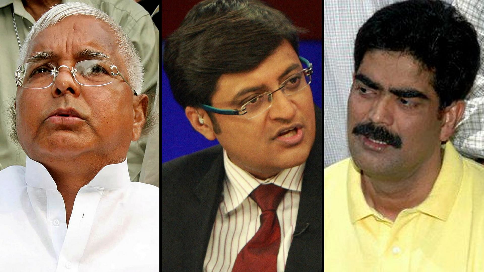 Republic TV’s first ‘Super Exclusive’ was an expose on Lalu Prasad Yadav (left) and Mohammed Shahabuddin (extreme right). (Photo: <b>The Quint</b>)