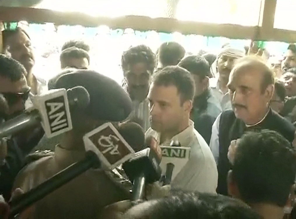 Rahul Gandhi interacting with the media in Saharanpur. ( Photo: ANI screengrab )