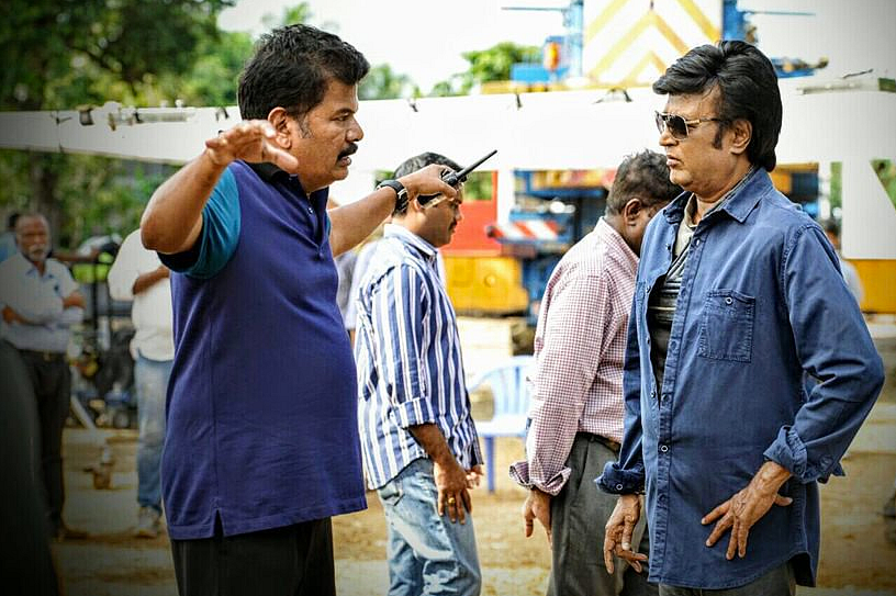 Rajinikanth with Shankar Shanmugham on the sets of <i>Robot.</i>