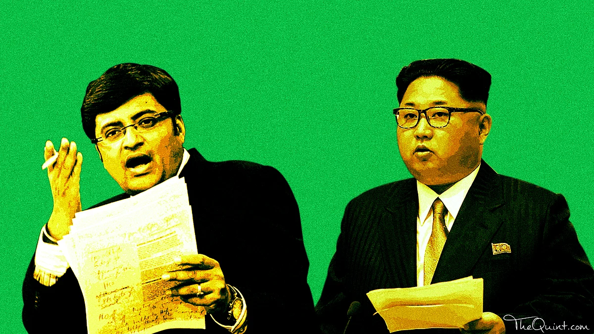Former BJP Union minister Arun Shourie compared the Indian media to North Korean state TV. (Photo: Altered by <b>The Quint</b>)