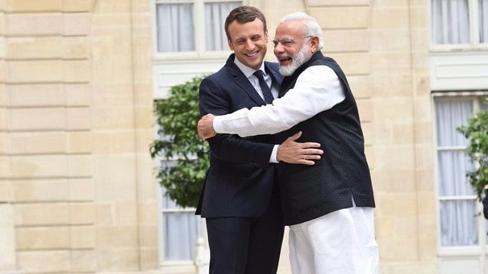 Prime Minister Narendra Modi with French President Emmanuel Macron. (Photo: Twitter/<a href="https://twitter.com/PMOIndia/status/870951955333435392">@PMOIndia</a>)