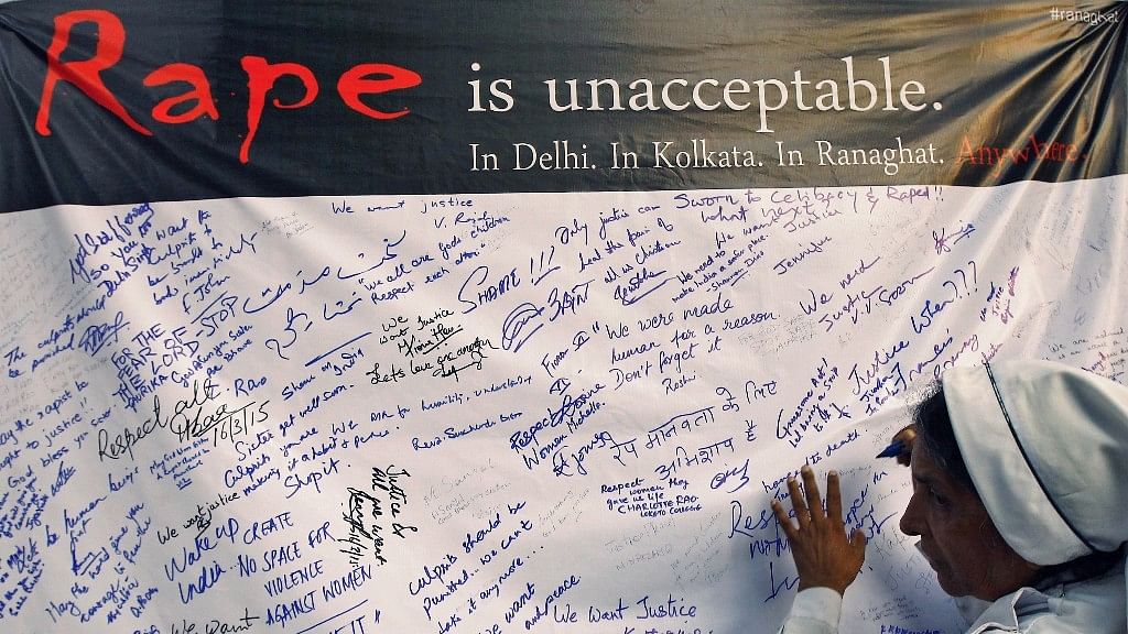 Signatures on an anti-rape banner. Photo used for representational purpose.