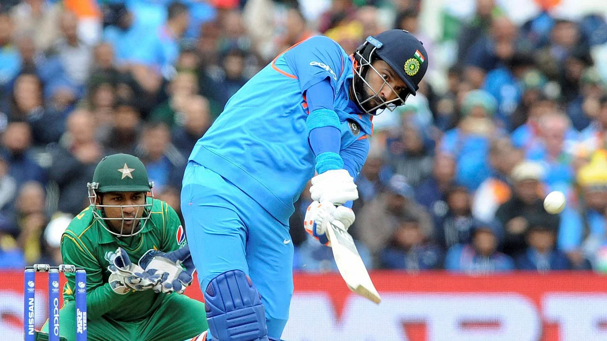 Yuvraj Singh playing his innings. 