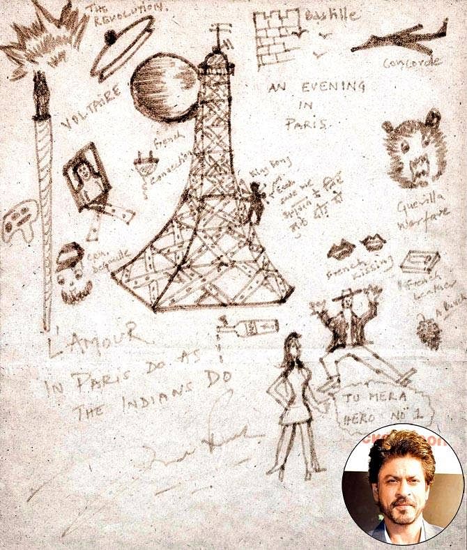 SRK made this doodle of Paris during a 1997 trip.