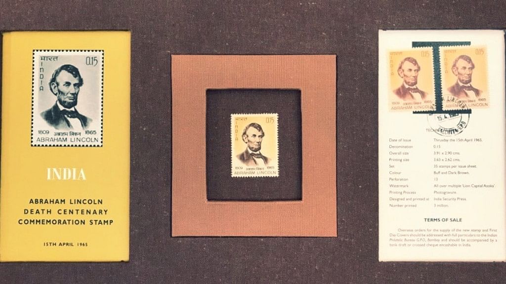 The Lincoln stamp that Modi gave Trump. (Photo Courtesy: Ministry of External Affairs)