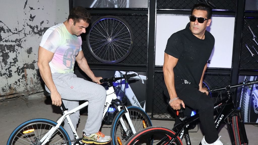 Salman and Sohail Khan at the launch of Being Human’s E-Cycle. (Photo: Yogen Shah)