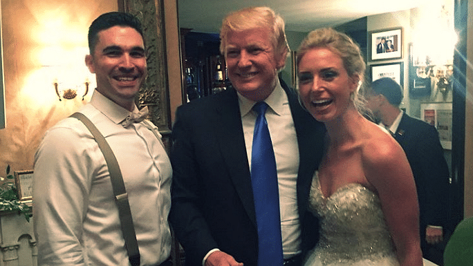 Donald Trump paid a surprise visit at a wedding in New Jersey. (Photo Courtesy: Twitter/<a href="https://twitter.com/SteveKopack">Steve Kopack</a>)