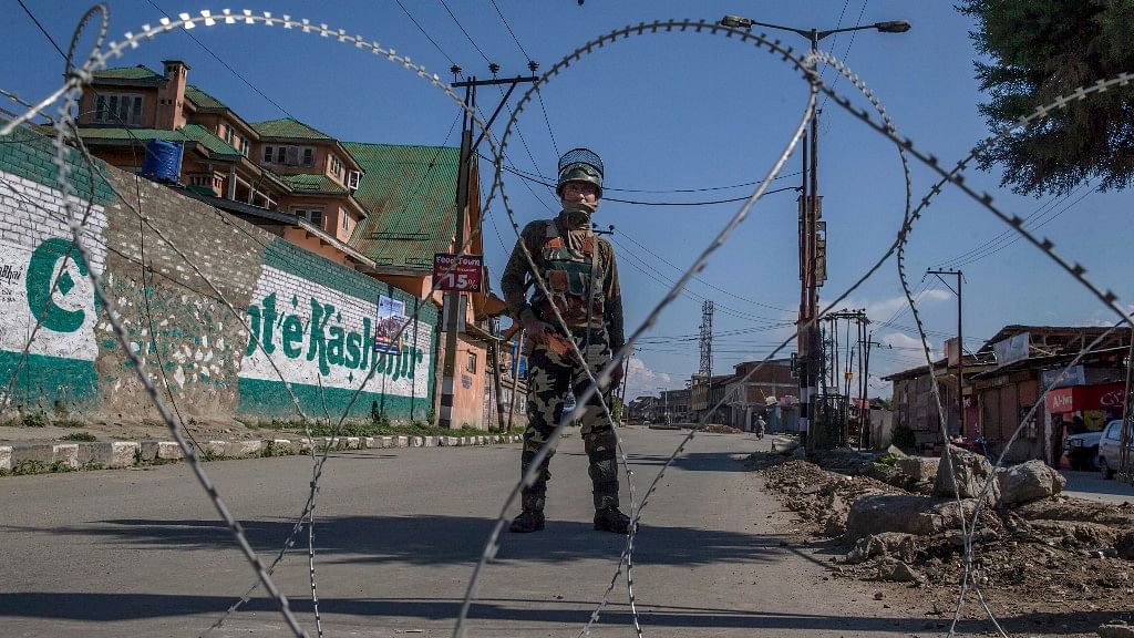 File Photo of an Indian paramilitary soldier standing guard during a curfew in Srinagar. Photo used for representation purposes.