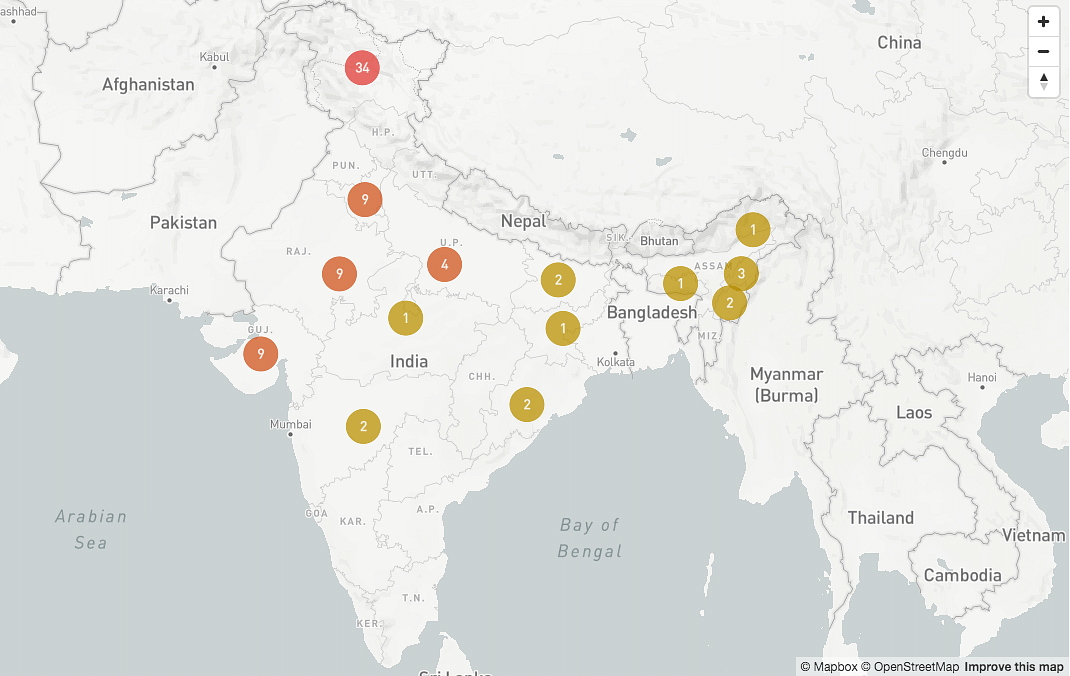 Kashmir has had 34 instances of internet blackouts since 2012.
